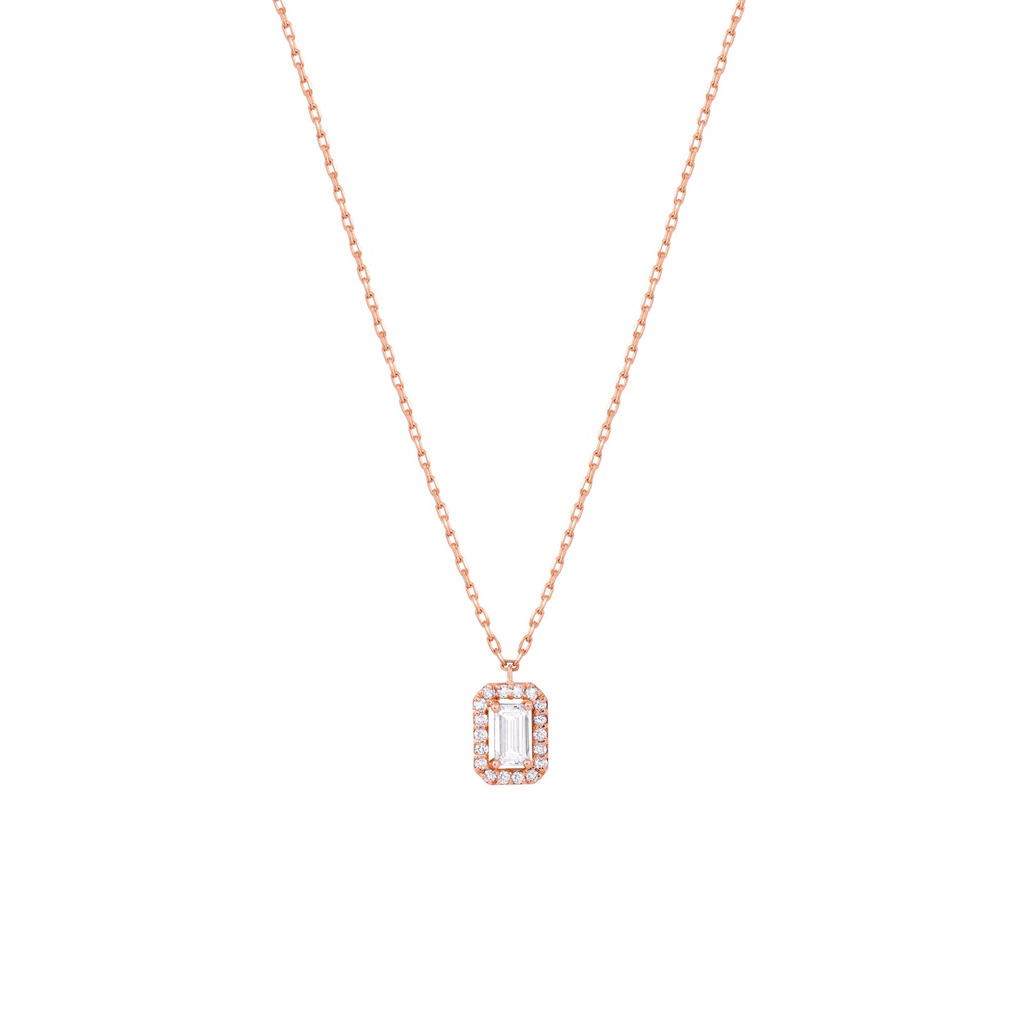 Baguette Pave Diamond Necklace