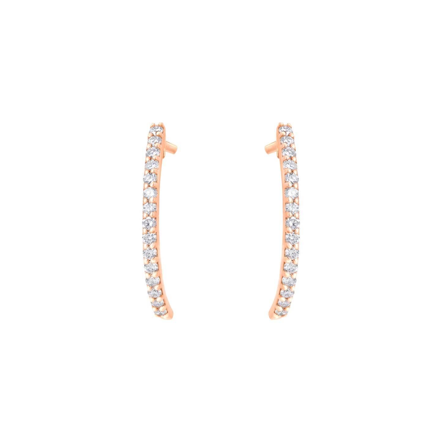 Big Semi Hoop Earrings in Rose Gold With Diamonds