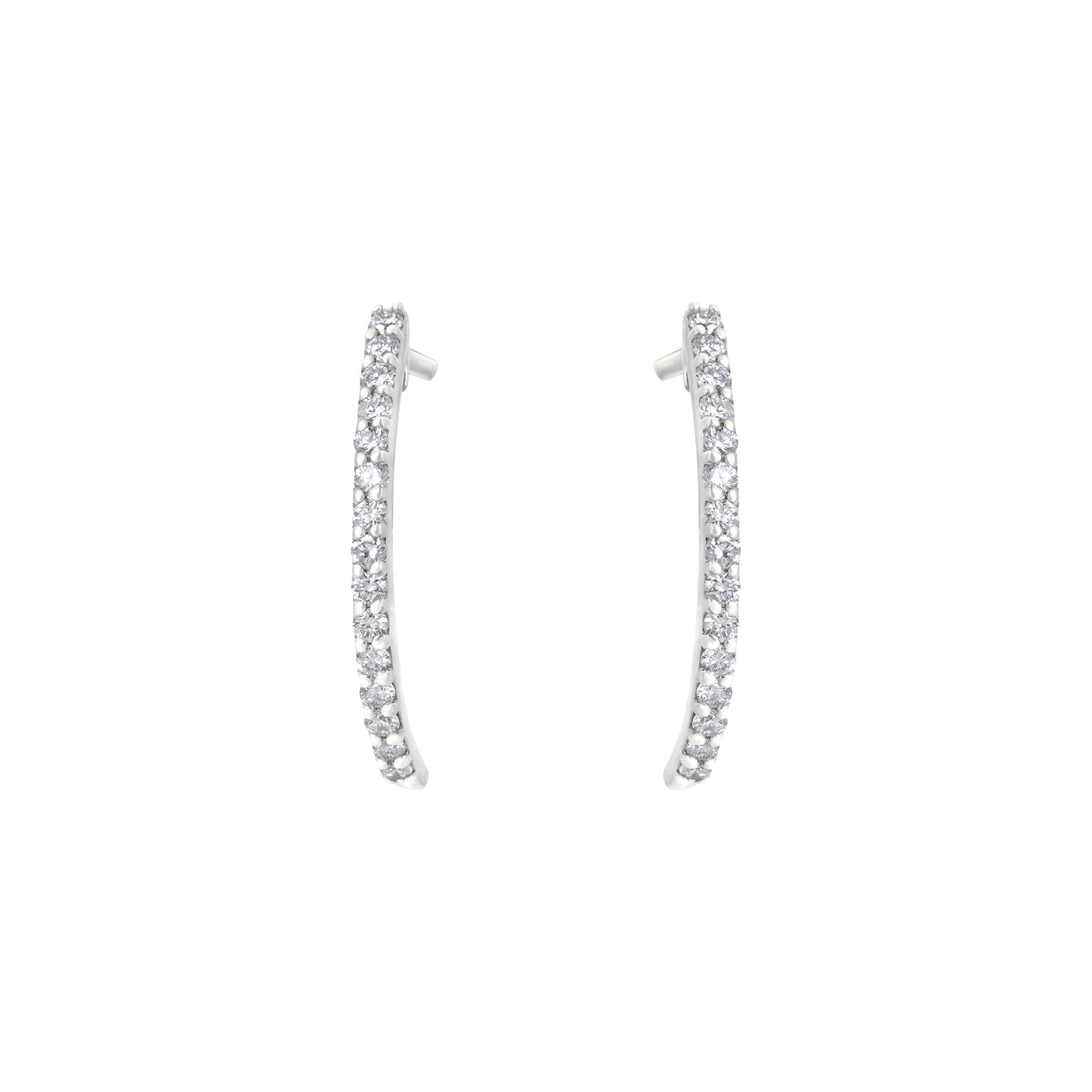 Big Semi Hoop Earrings in White Gold With Diamonds