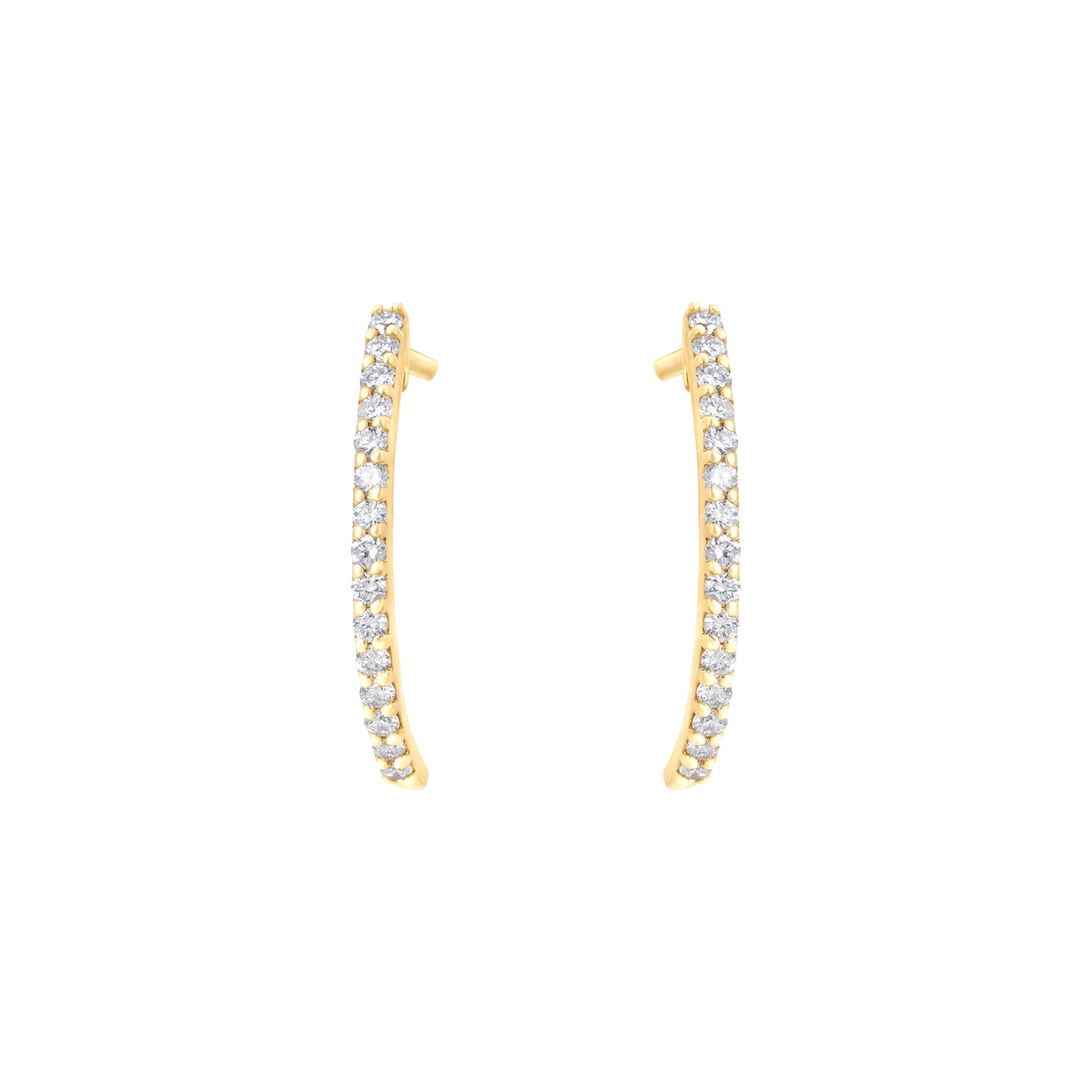Big Semi Hoop Earrings in Yellow Gold With Diamonds