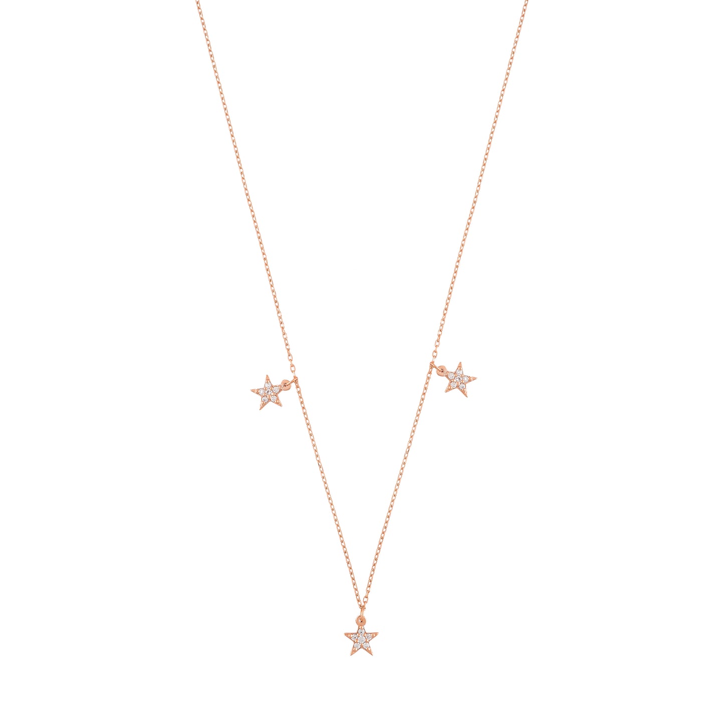 Simple Star Diamond Necklace in 18k Rose Gold
