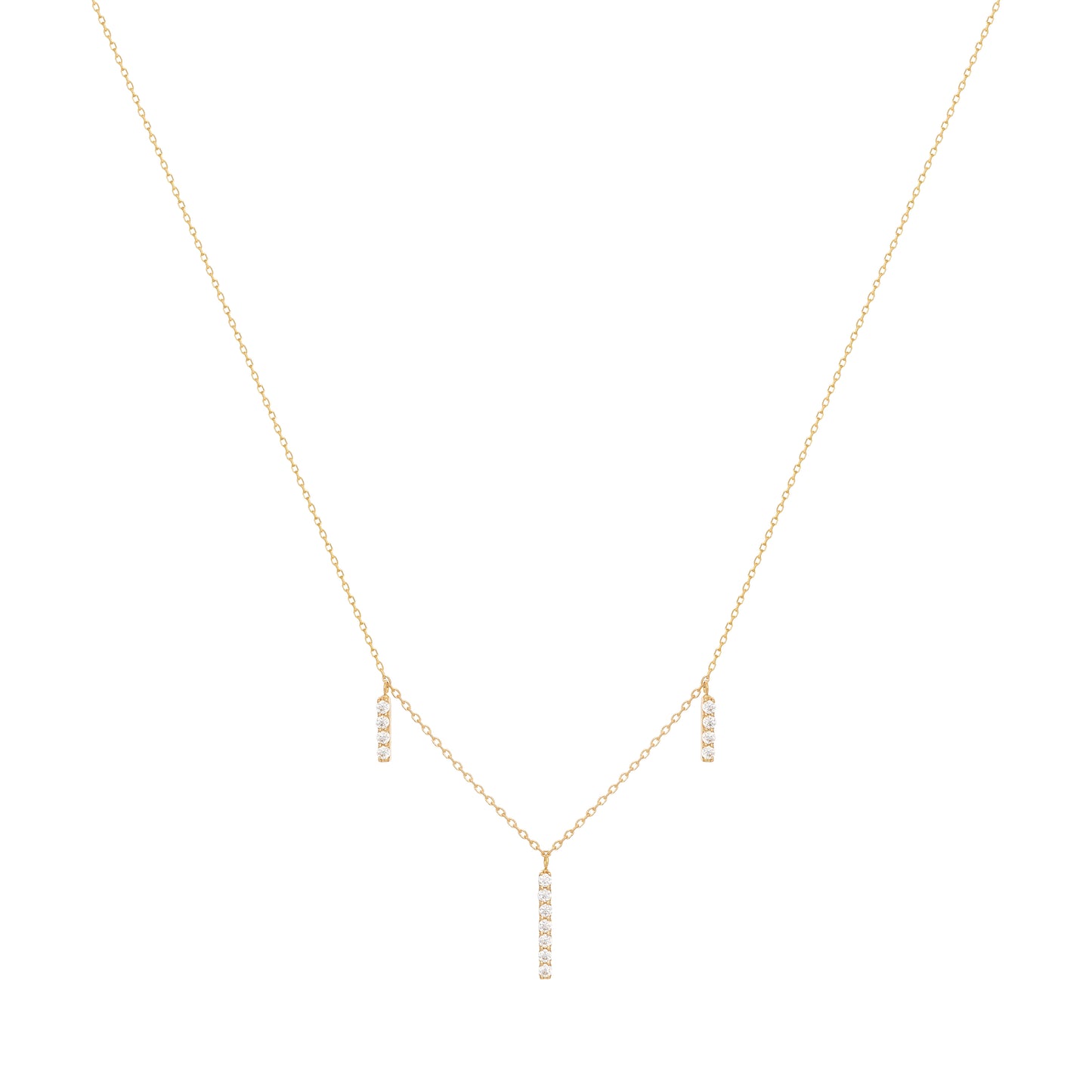 Dangling Bar Necklace in 18K Yellow Gold with Diamonds