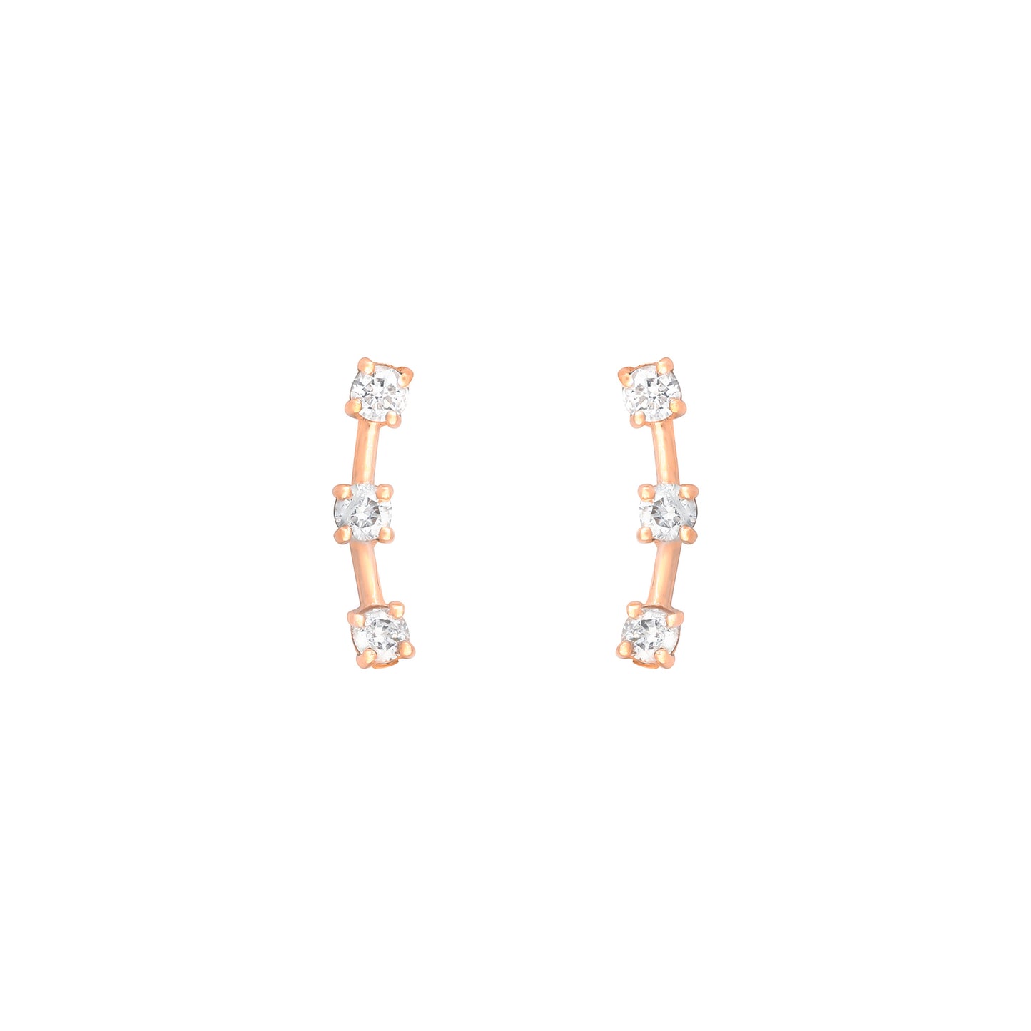 Diamond 3 Stone Climbers in 18K Rose Gold with Diamonds