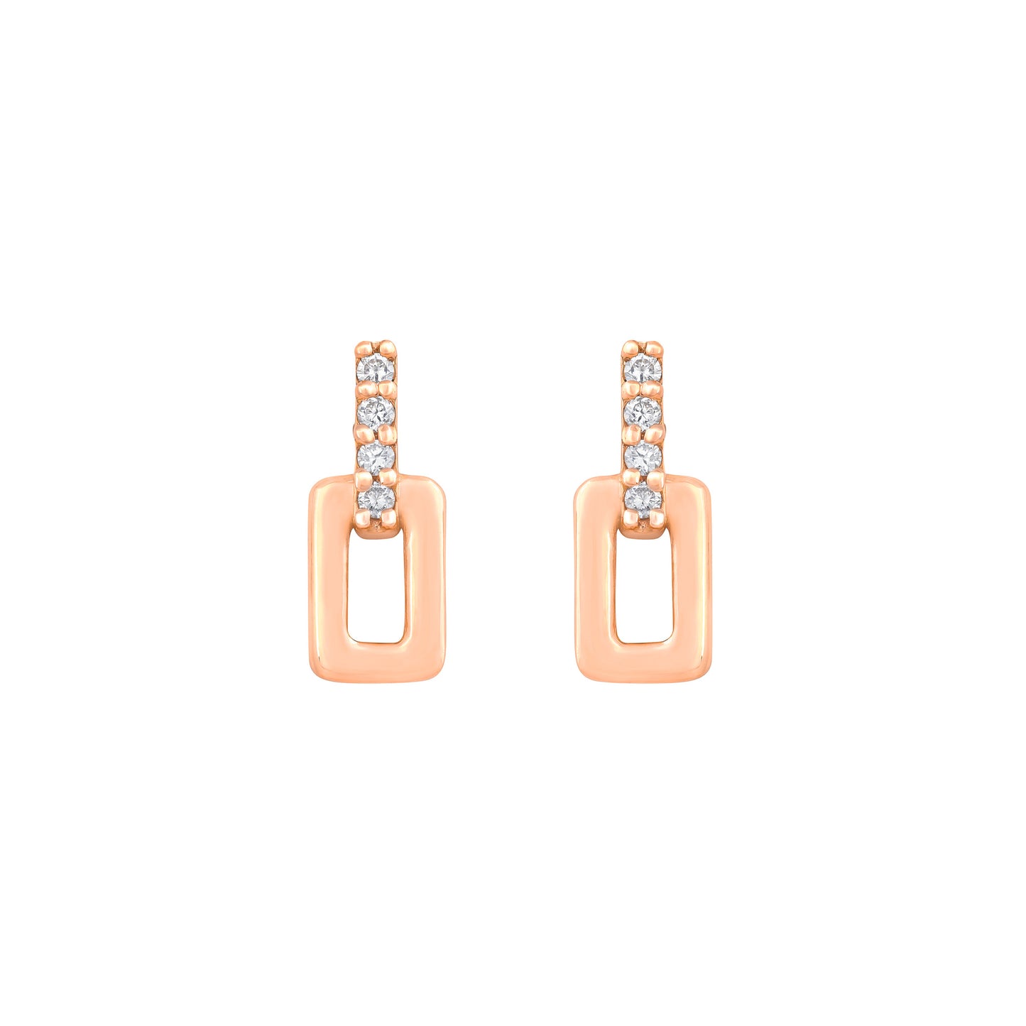 Diamond Link Earrings in 18K Rose Gold with Diamonds