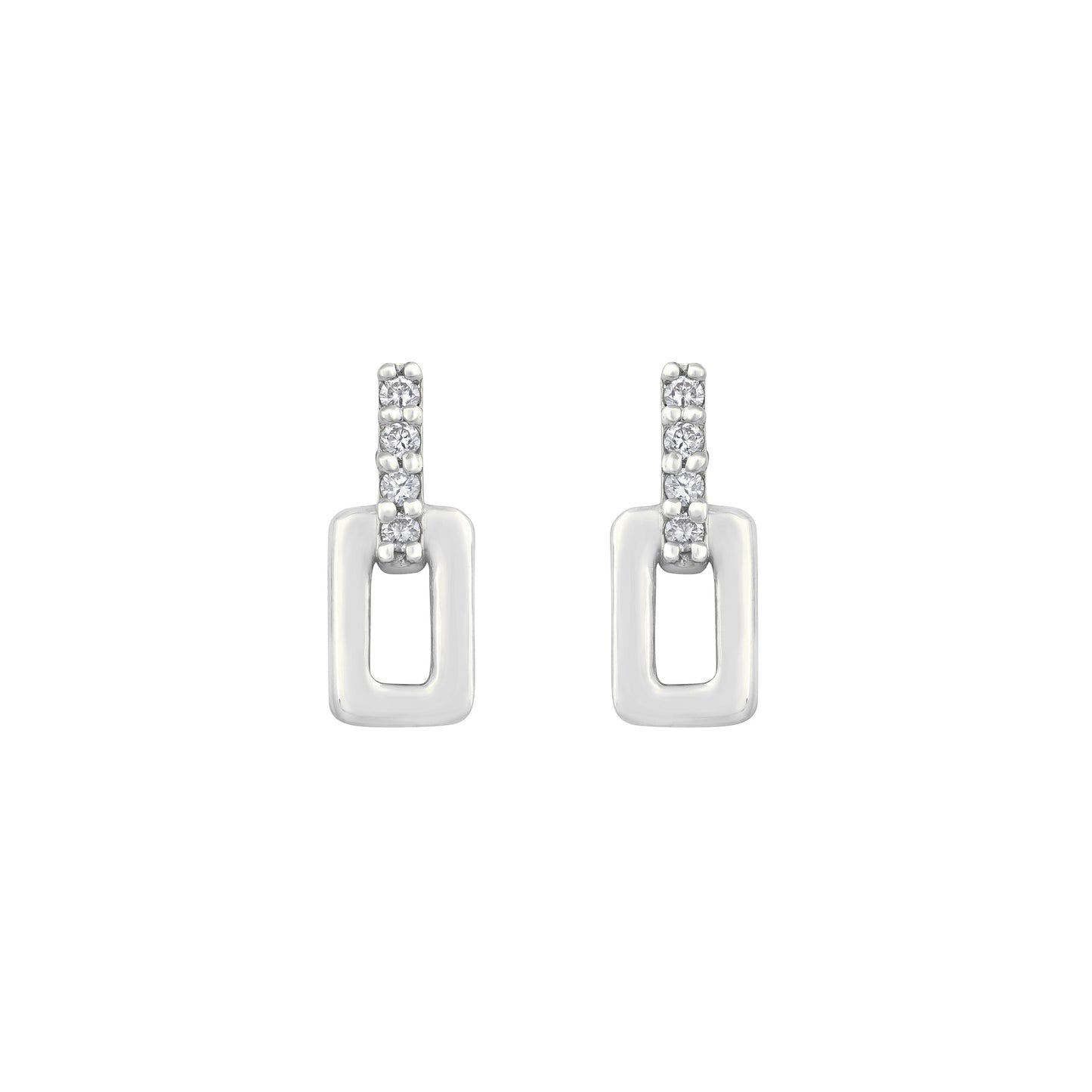 Diamond Link Earrings in 18K White Gold with Diamonds