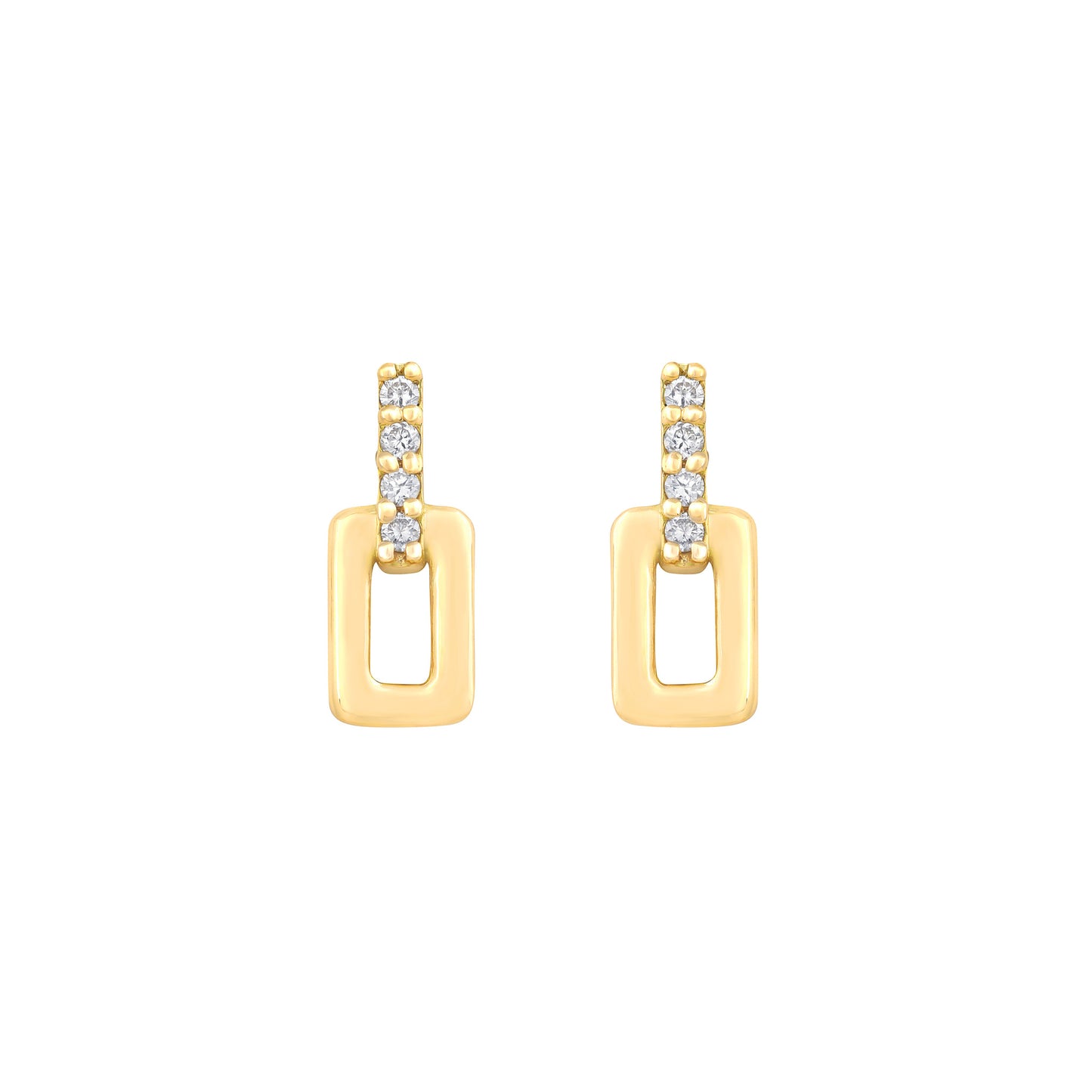 Diamond Link Earrings in 18K Yellow Gold with Diamonds