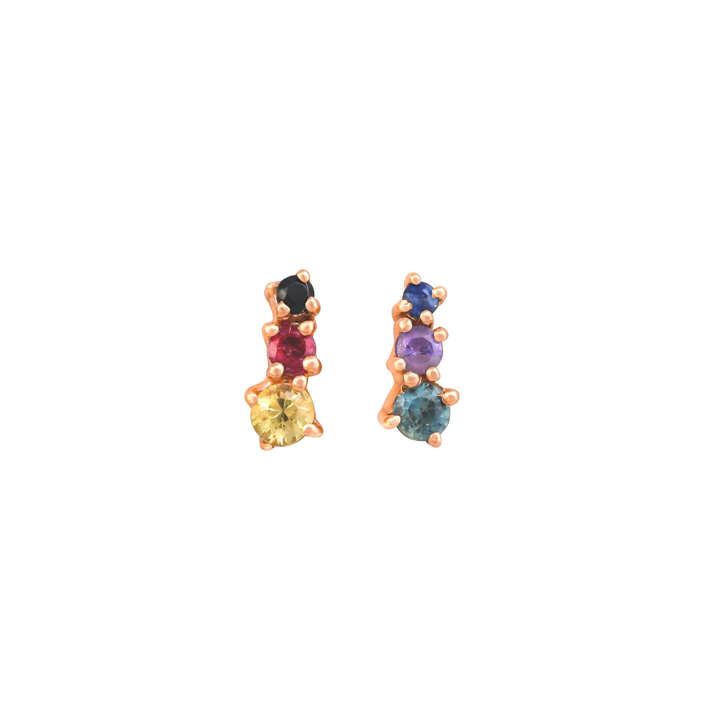 Gradient Colorful Earrings in 18K Rose Gold with Natural Sapphire