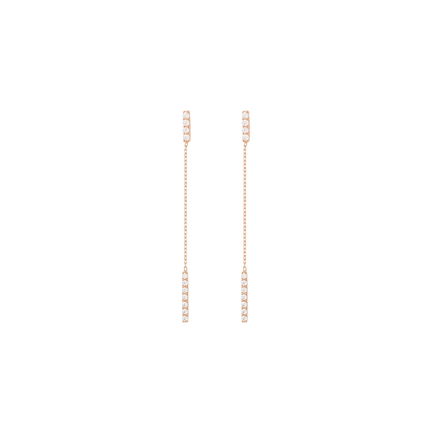 Hanging Bar Earrings Rose Gold with diamonds