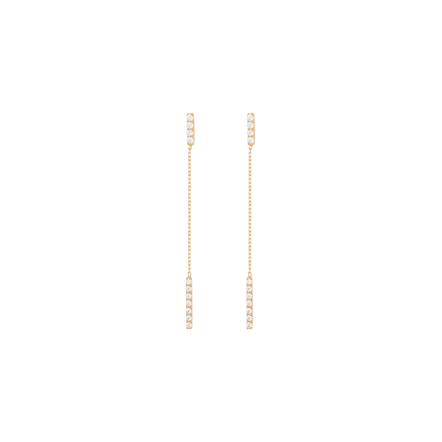 Hanging Bar Earrings Yellow Gold with diamonds