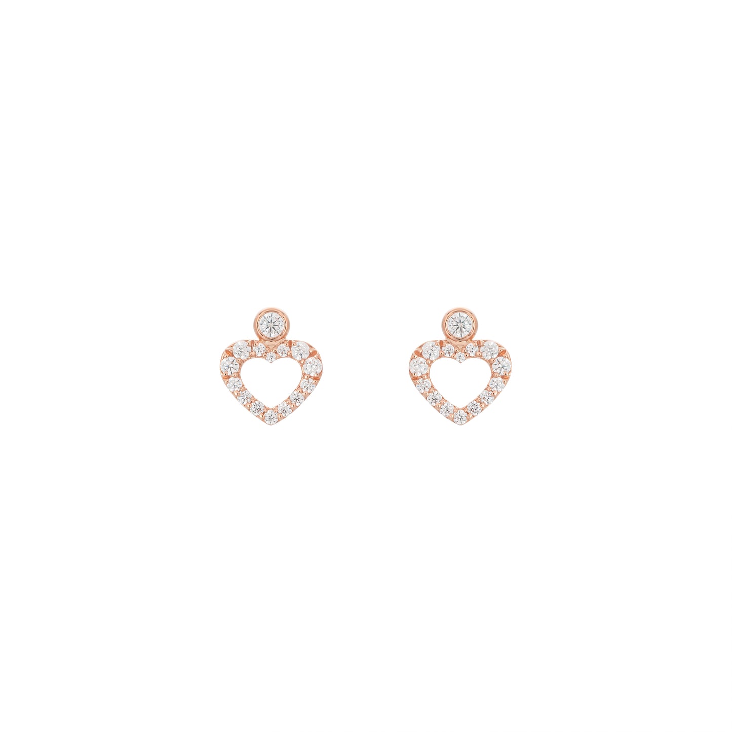 Heart Dot Earrings In 18k Rose Gold With Diamonds
