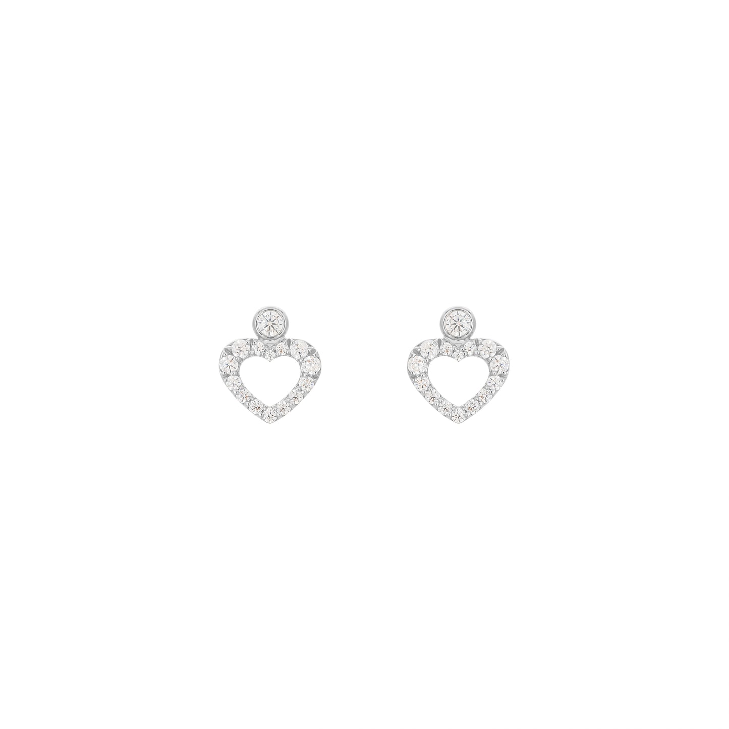 Heart Dot Earrings In 18k White Gold With Diamonds