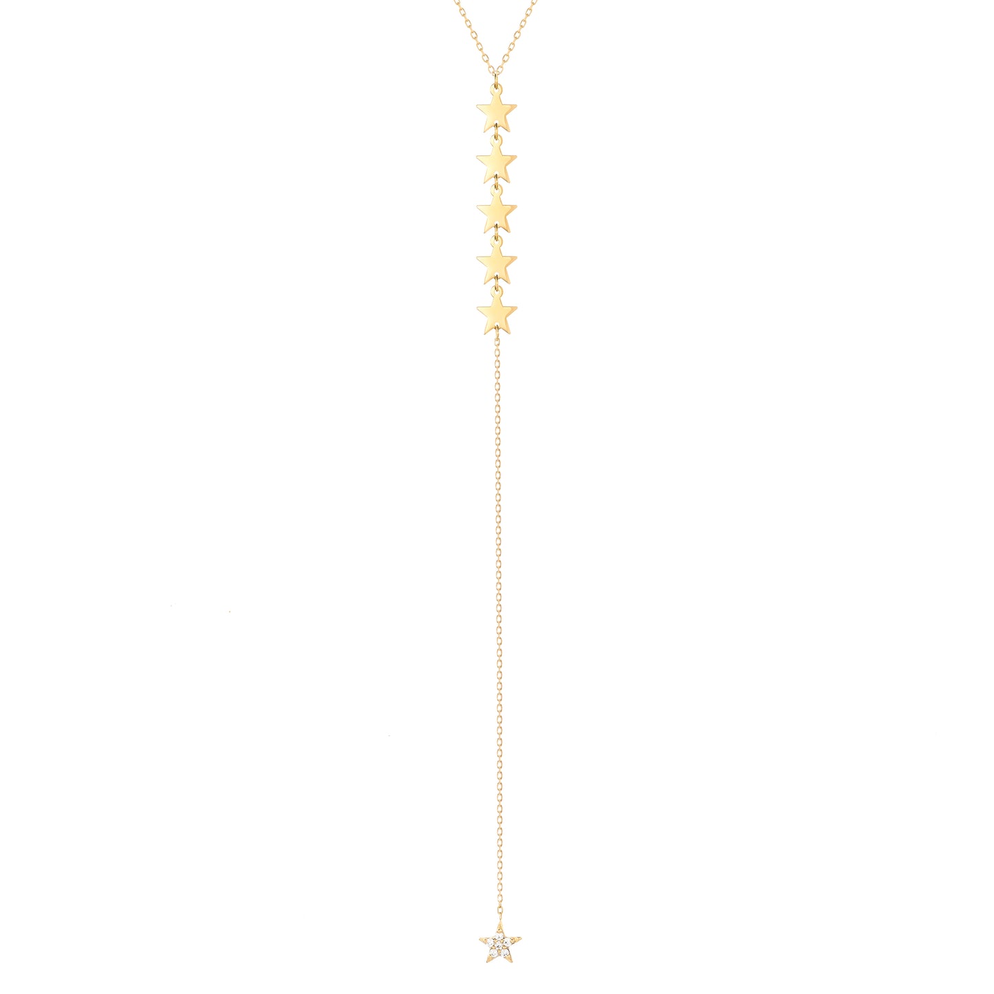 Long Star Necklace 18k Yellow gold