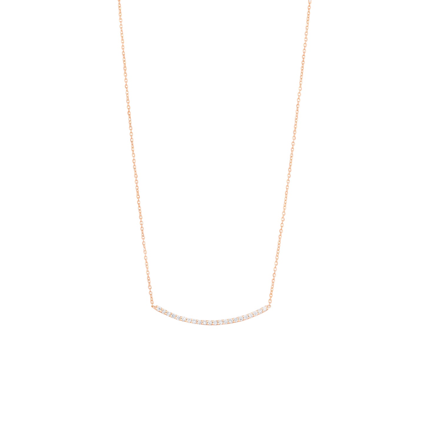 Pave Diamond Curve Bar in 18K Rose with Diamonds