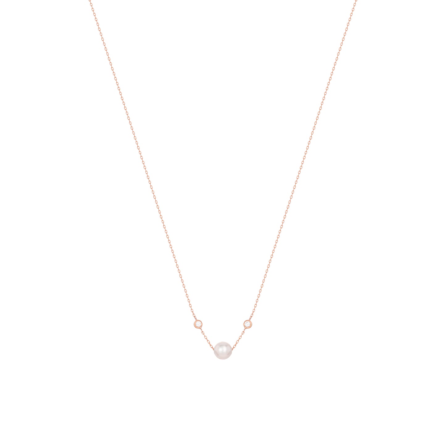 Pearl Diamond Necklace 18k Rose Gold