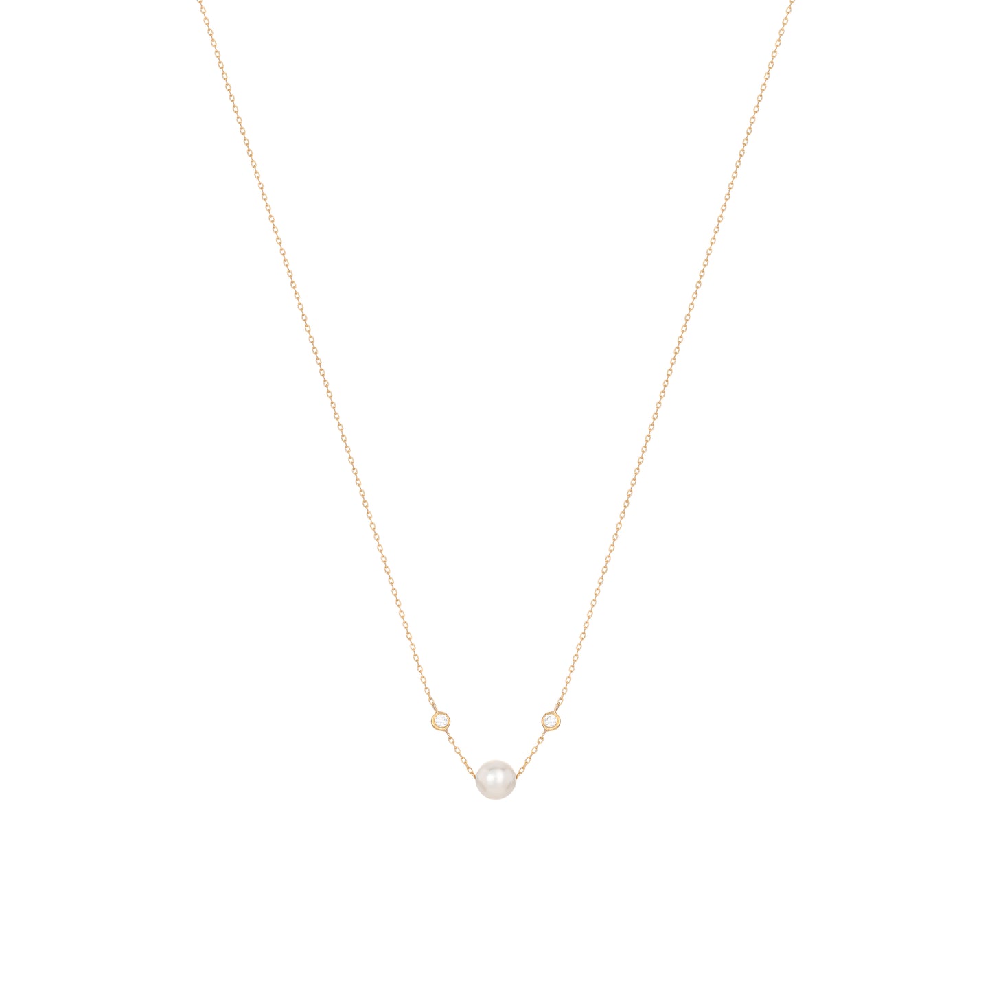 Pearl Diamond Necklace 18k Yellow Gold