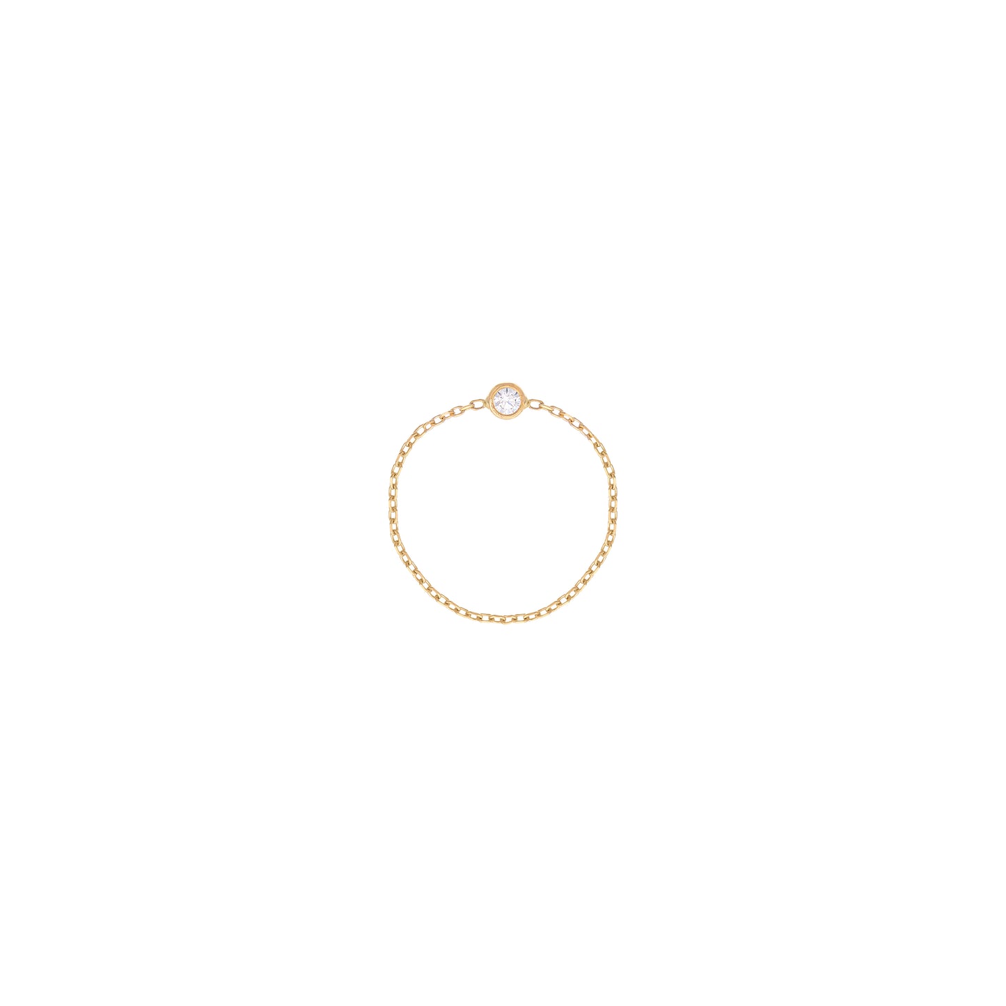 Simple Diamond Chain Ring in 18k Yellow Gold