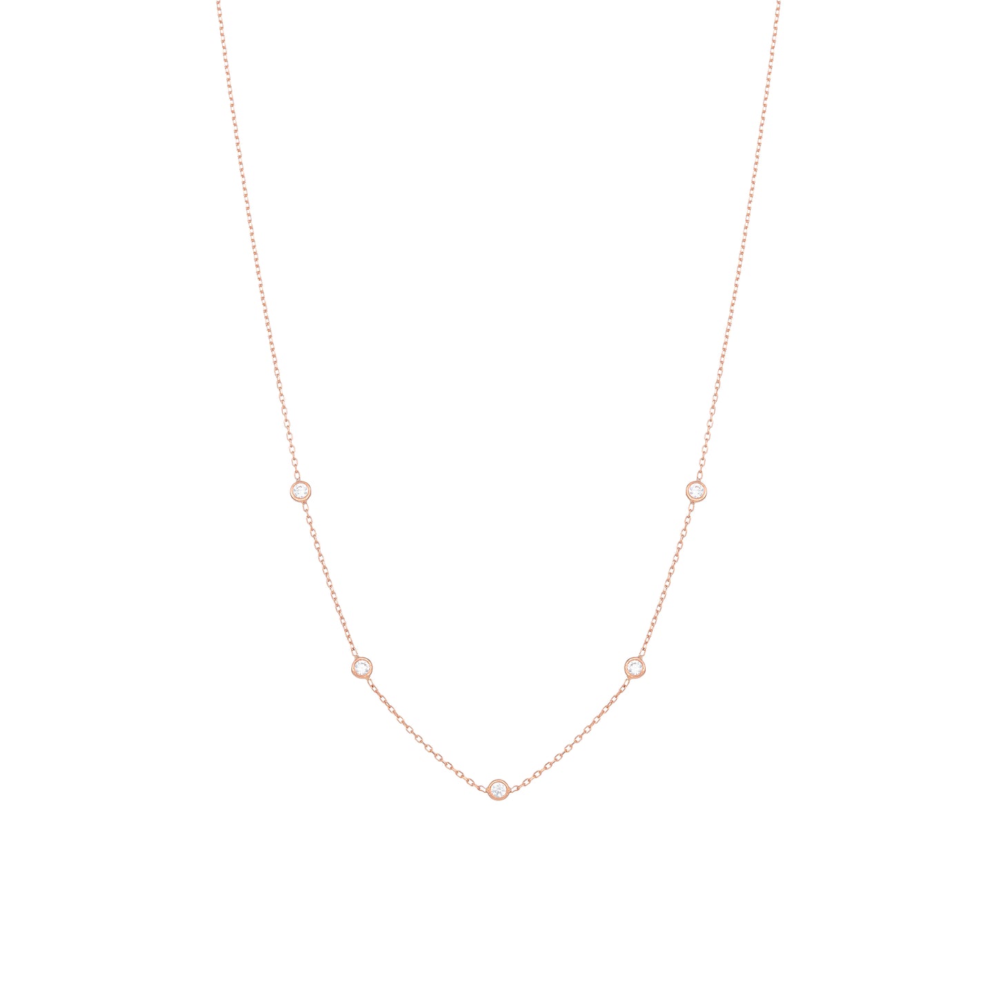 Tiny Diamond Necklace in 18k Pink Gold