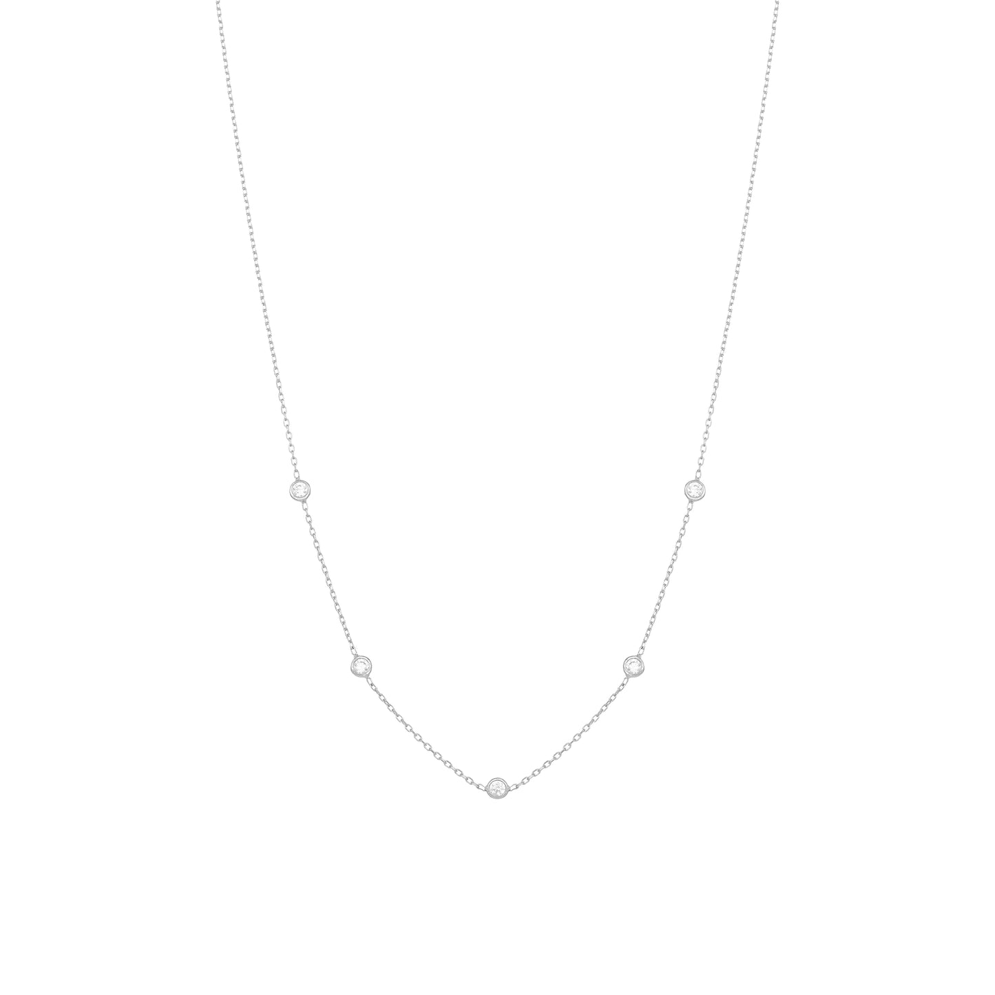 Tiny Diamond Necklace in 18k White Gold