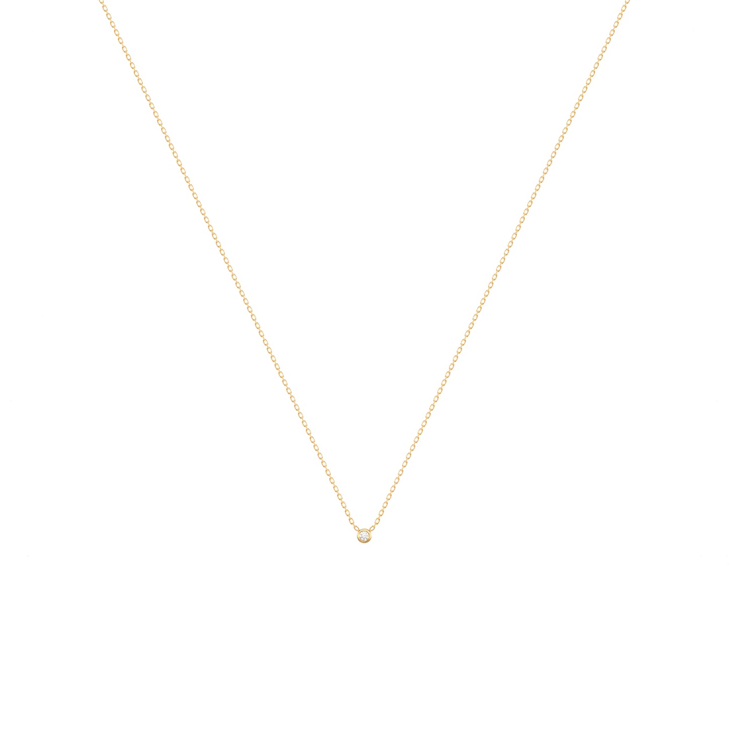 Tiny Diamond Necklace 18k Yellow Gold Chain
