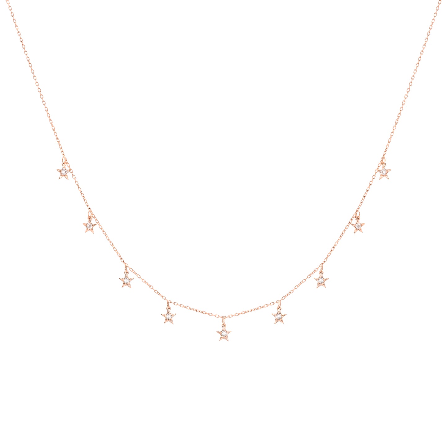 Tiny Diamond Star Necklace in 18k Rose Gold