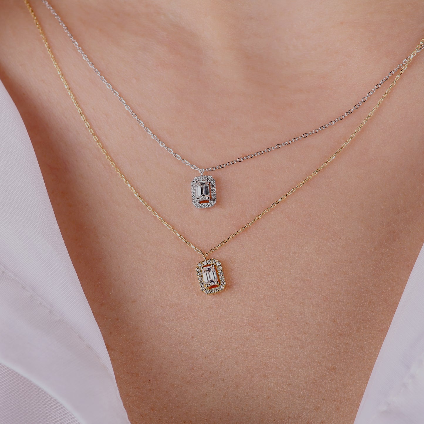 Baguette Pave Diamond Necklace