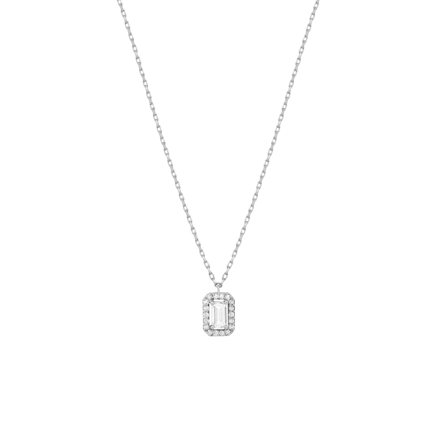 Baguette Pave Diamond Necklace
