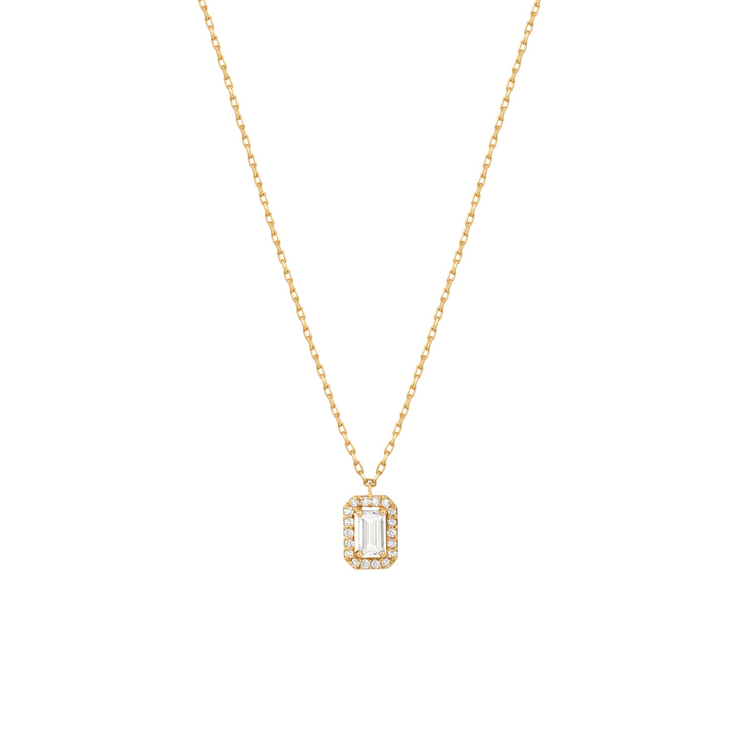 Baguette Pave Diamond Necklace