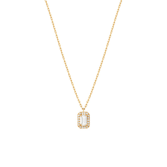 Baguette Pave Diamond Necklace