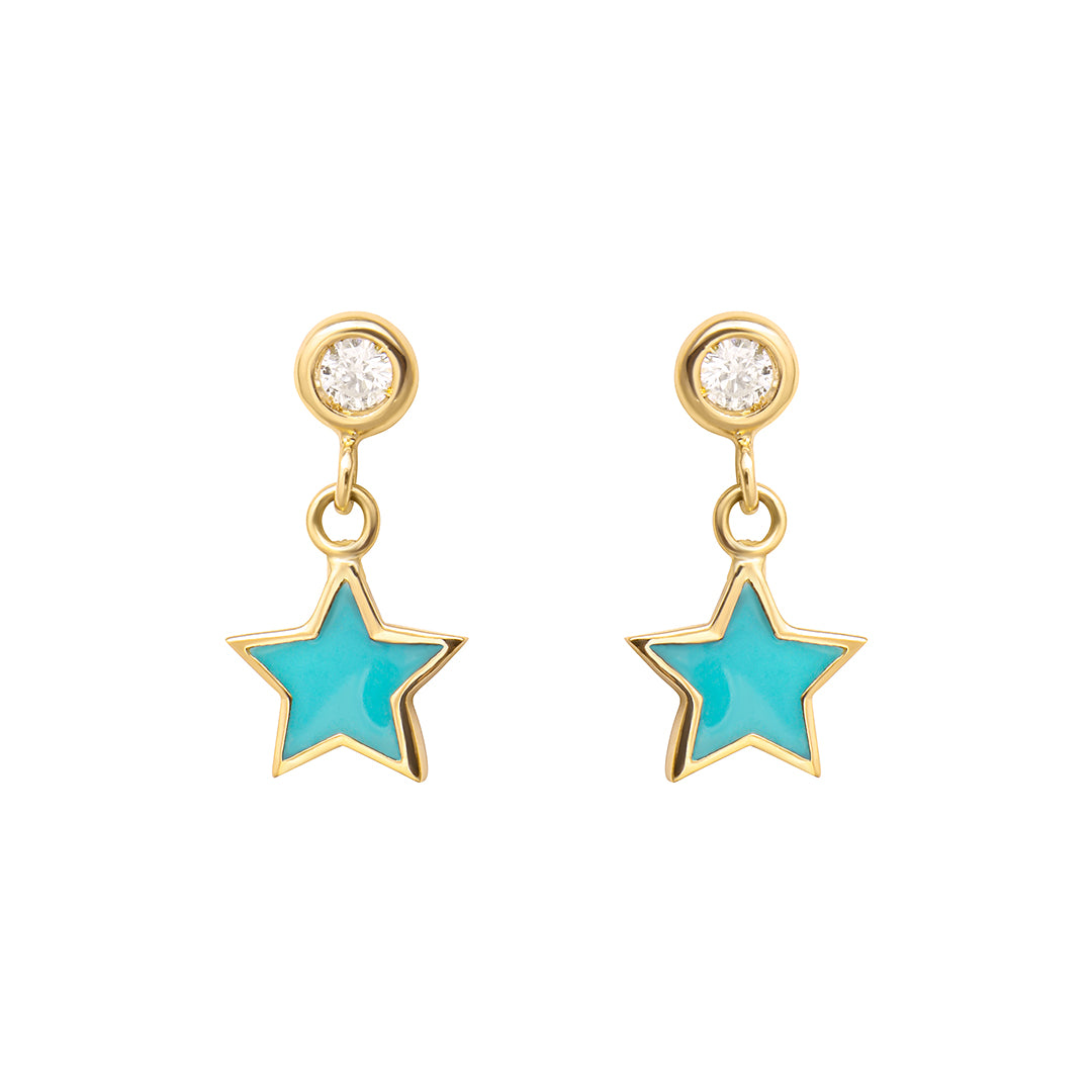 Turquoise Star Drop Studs