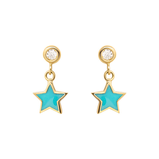 Turquoise Star Drop Studs