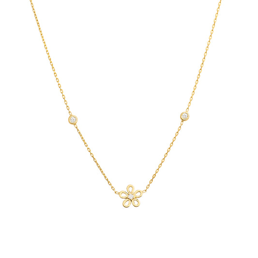 Golden Daisy Diamond Necklace