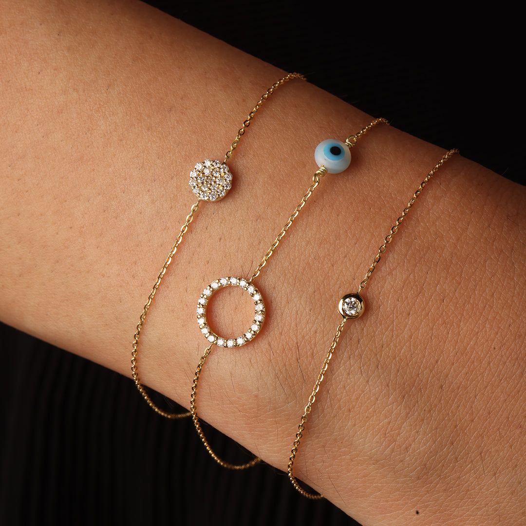 Pave Round Evil Eye Bracelet