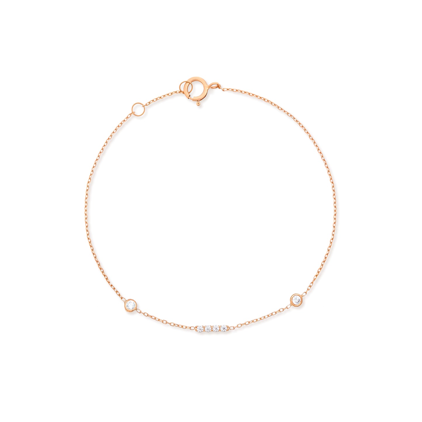 Bar with Diamond Dot Bracelet in 18K Rose Gold