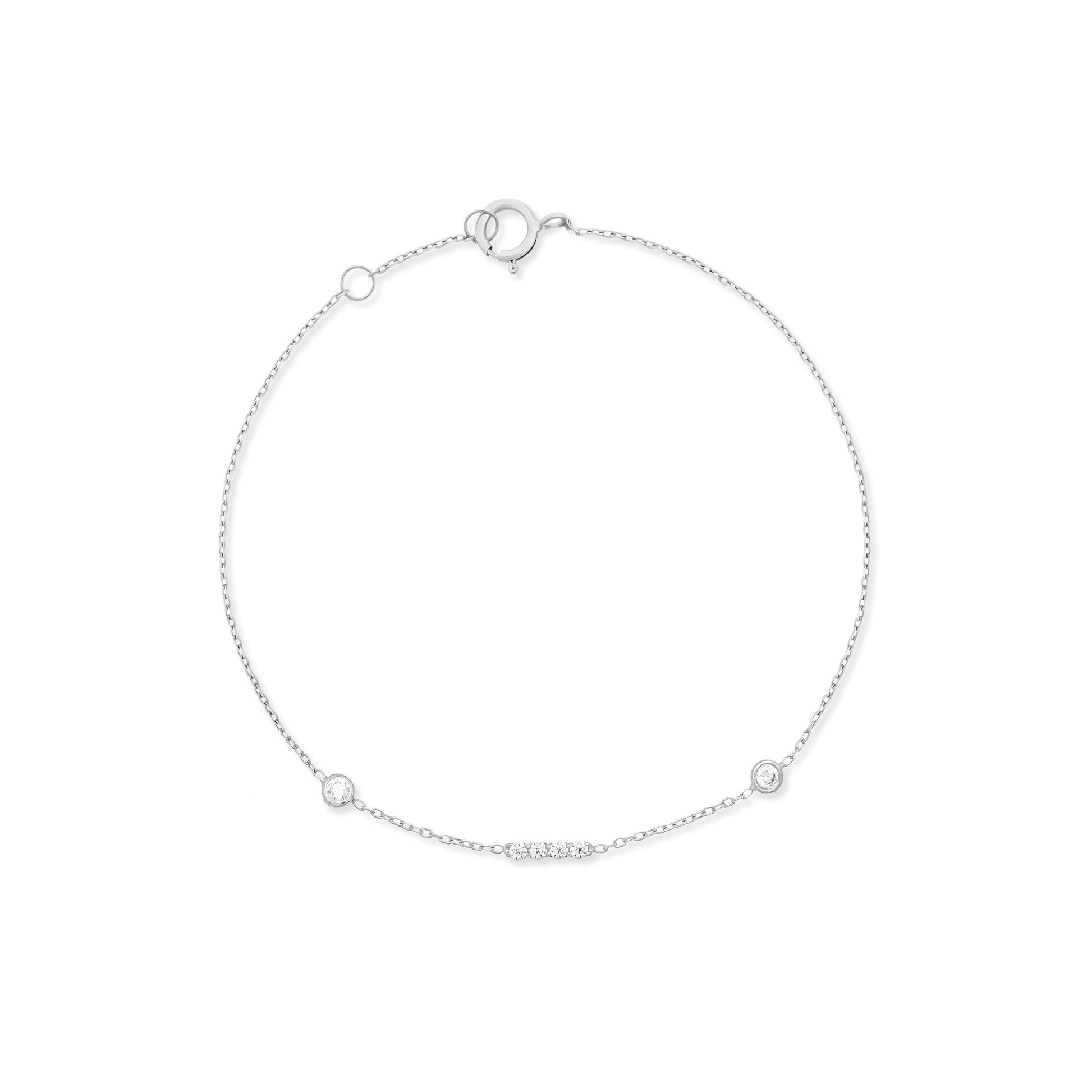 Bar with Diamond Dot Bracelet in 18K White Gold