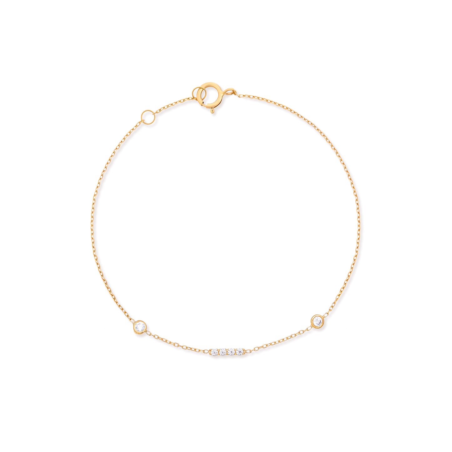 Bar with Diamond Dot Bracelet in 18K Yellow Gold