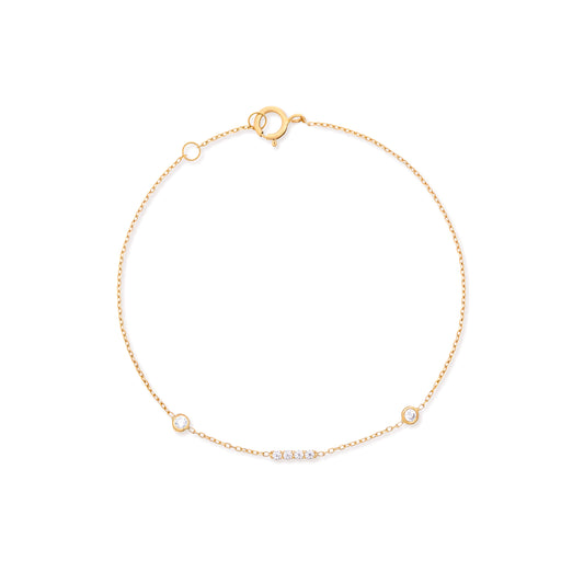 Bar with Diamond Dot Bracelet in 18K Yellow Gold