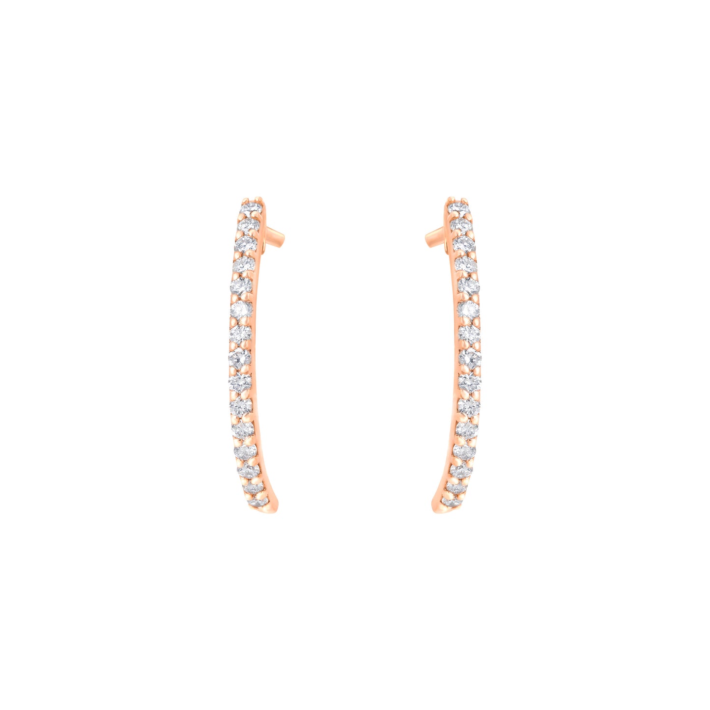 Big Semi Hoop Earrings in Rose Gold With Diamonds