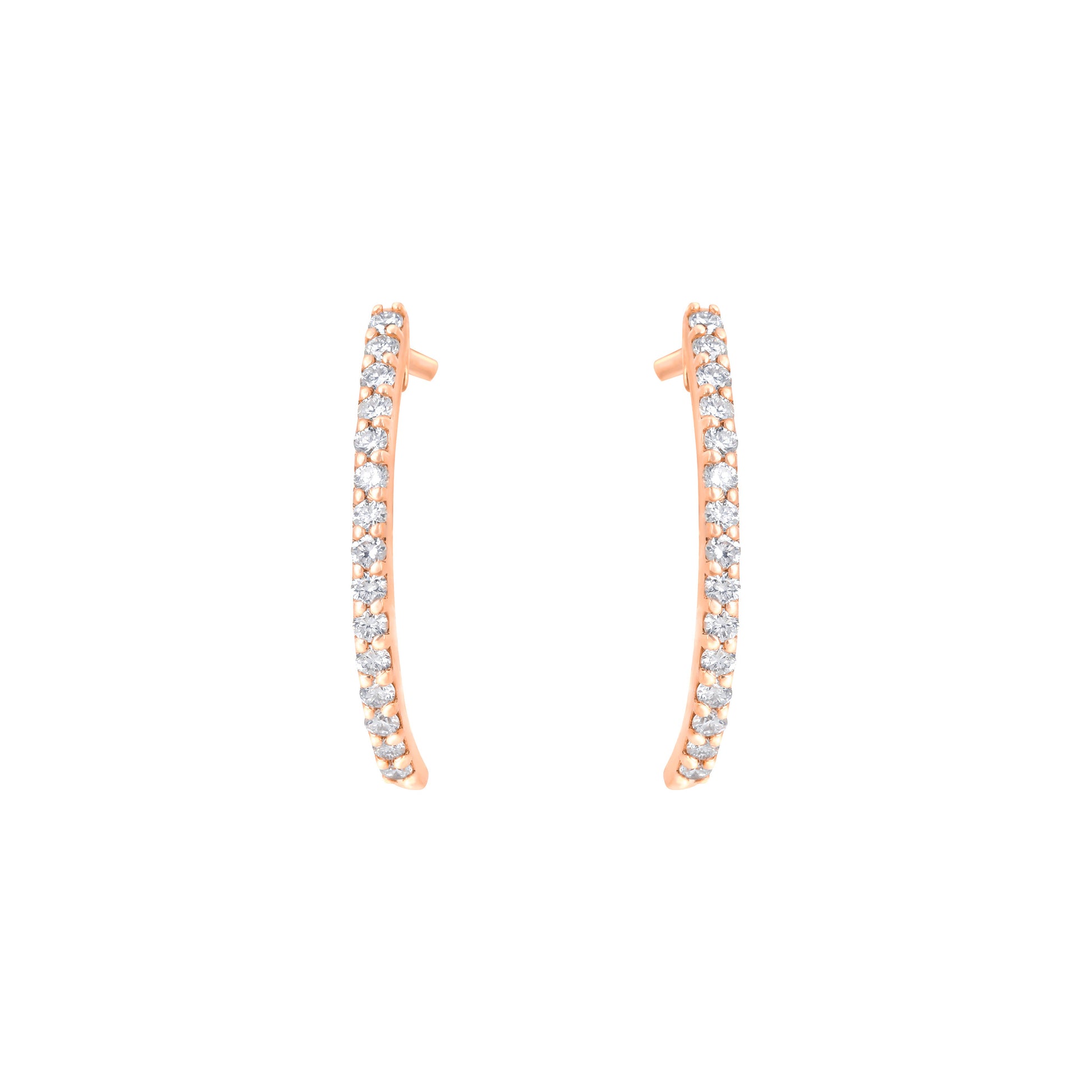 Big Semi Hoop Earrings in Rose Gold With Diamonds