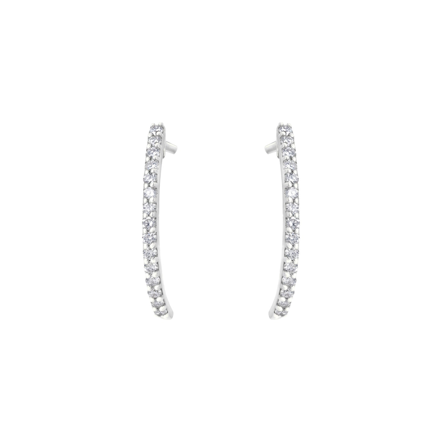 Big Semi Hoop Earrings in White Gold With Diamonds