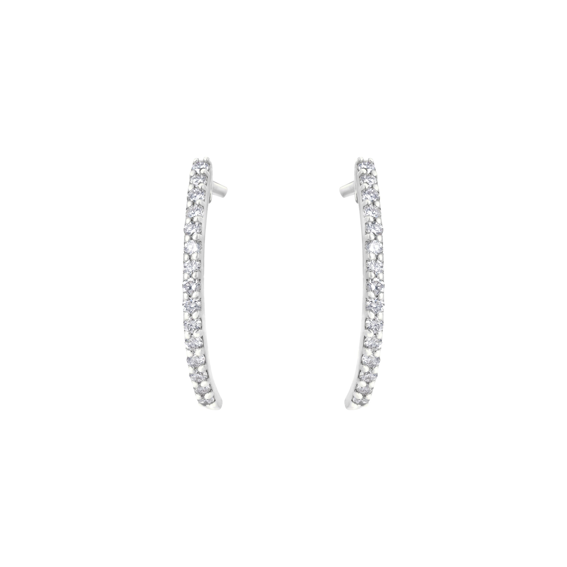 Big Semi Hoop Earrings in White Gold With Diamonds