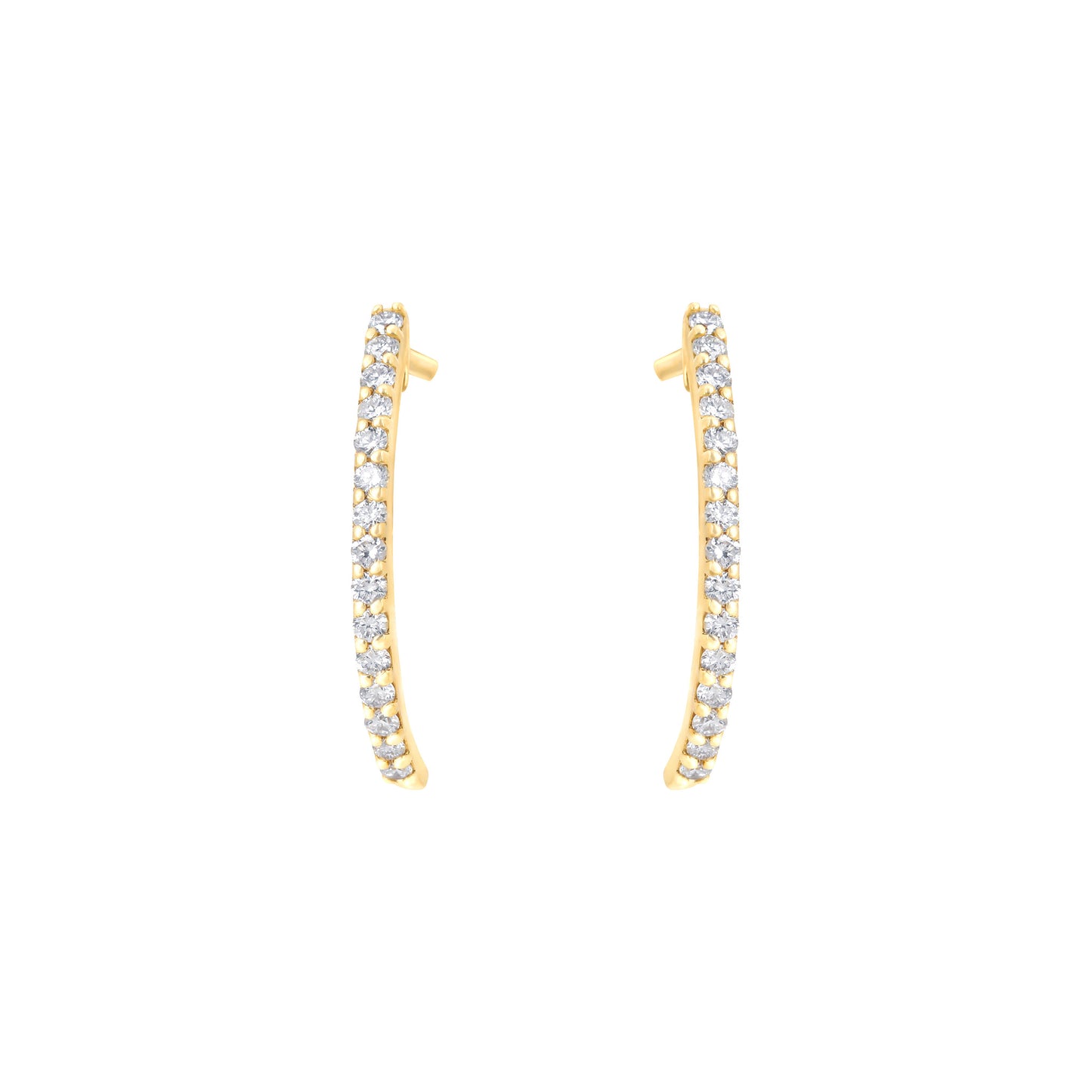 Big Semi Hoop Earrings in Yellow Gold With Diamonds