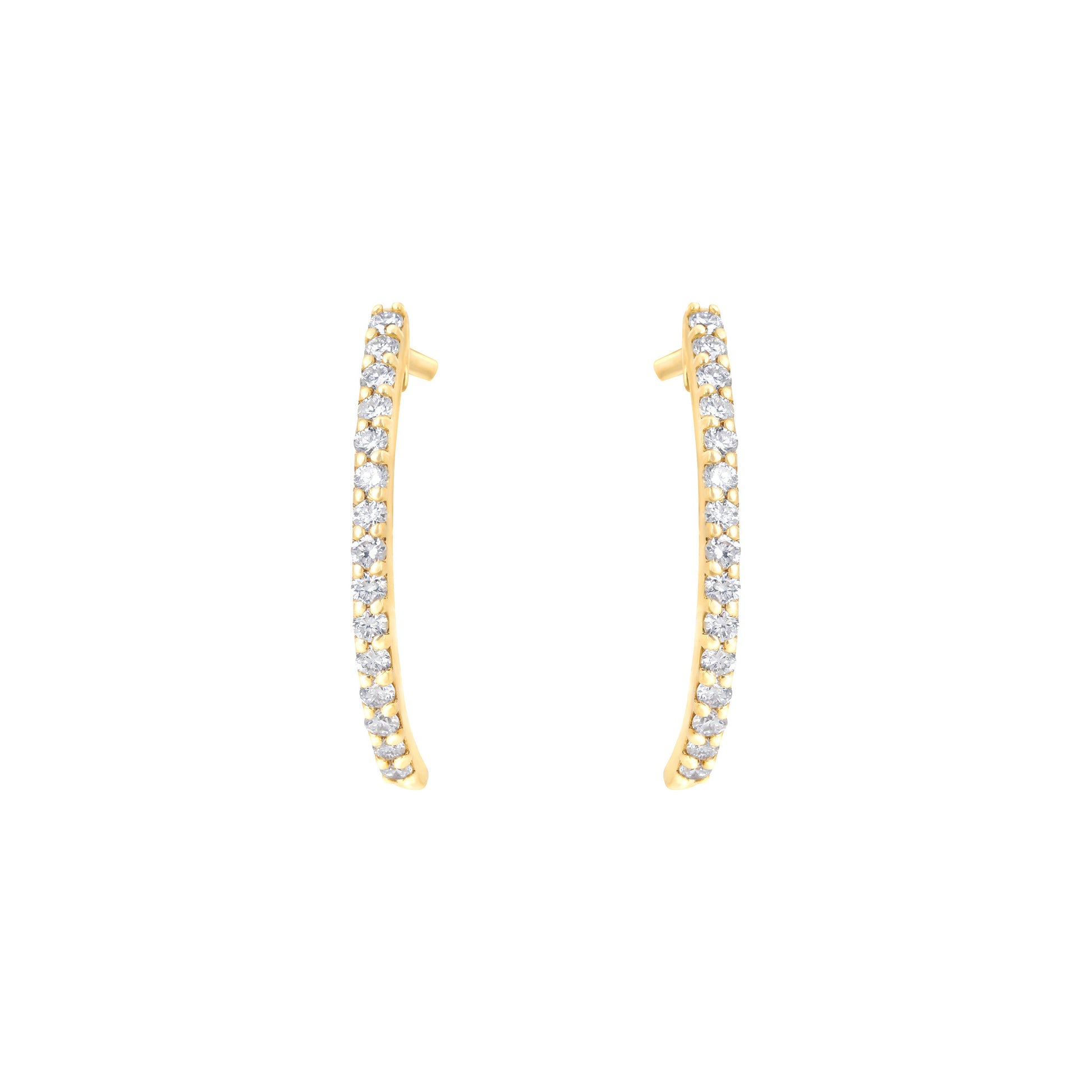 Big Semi Hoop Earrings in Yellow Gold With Diamonds