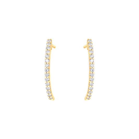 Big Semi Hoop Earrings in Yellow Gold With Diamonds