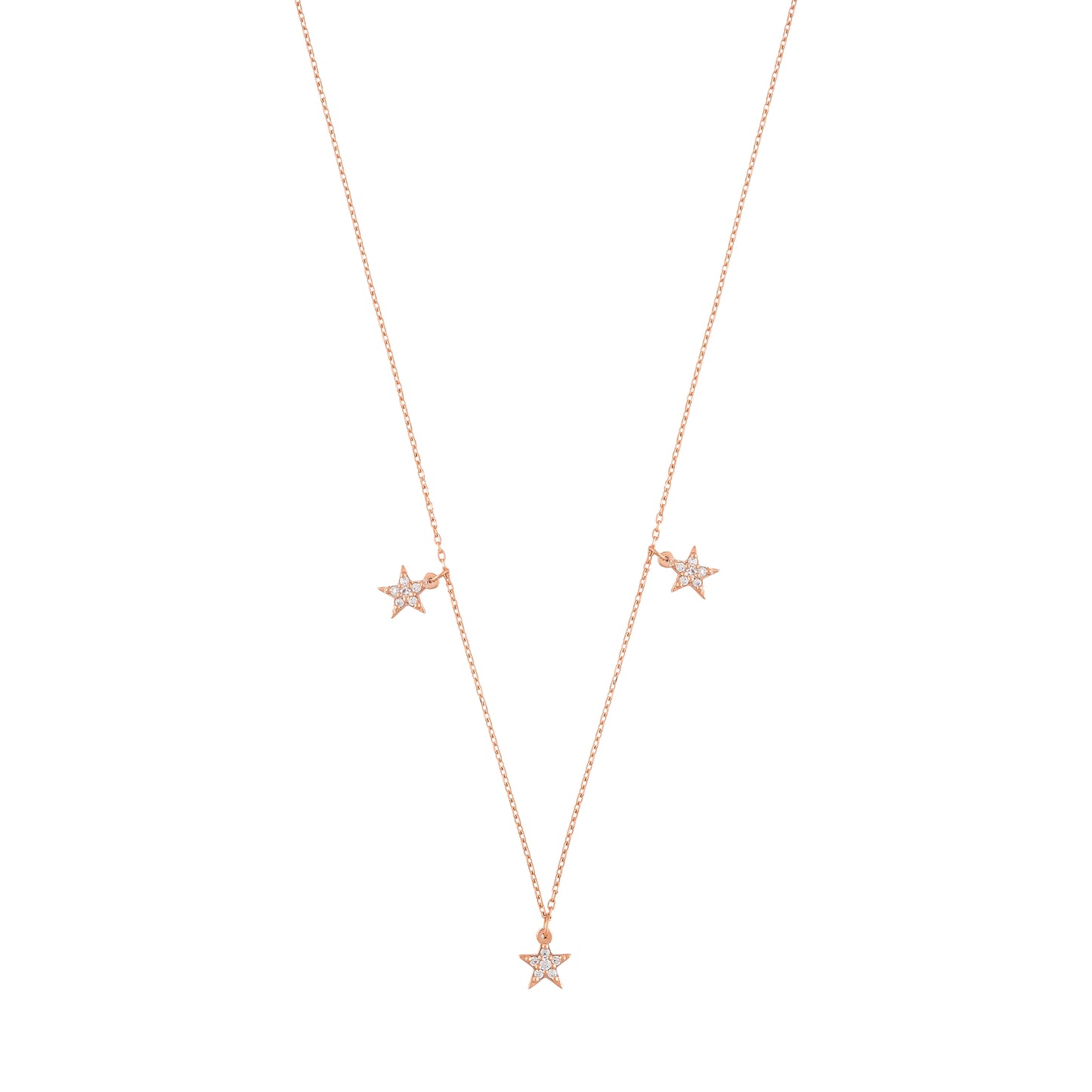 Simple Star Diamond Necklace in 18k Rose Gold