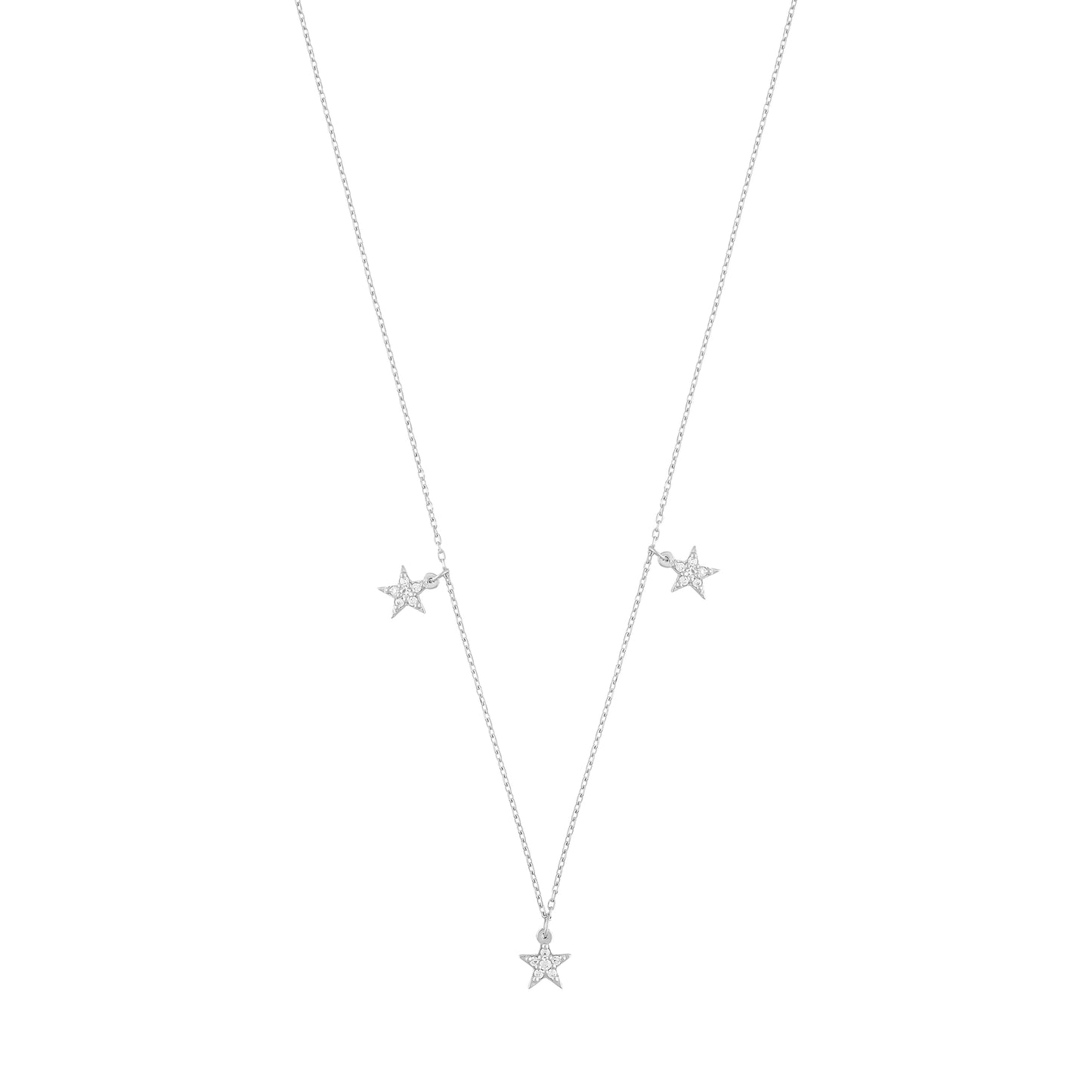 Simple Star Diamond Necklace in 18k White Gold