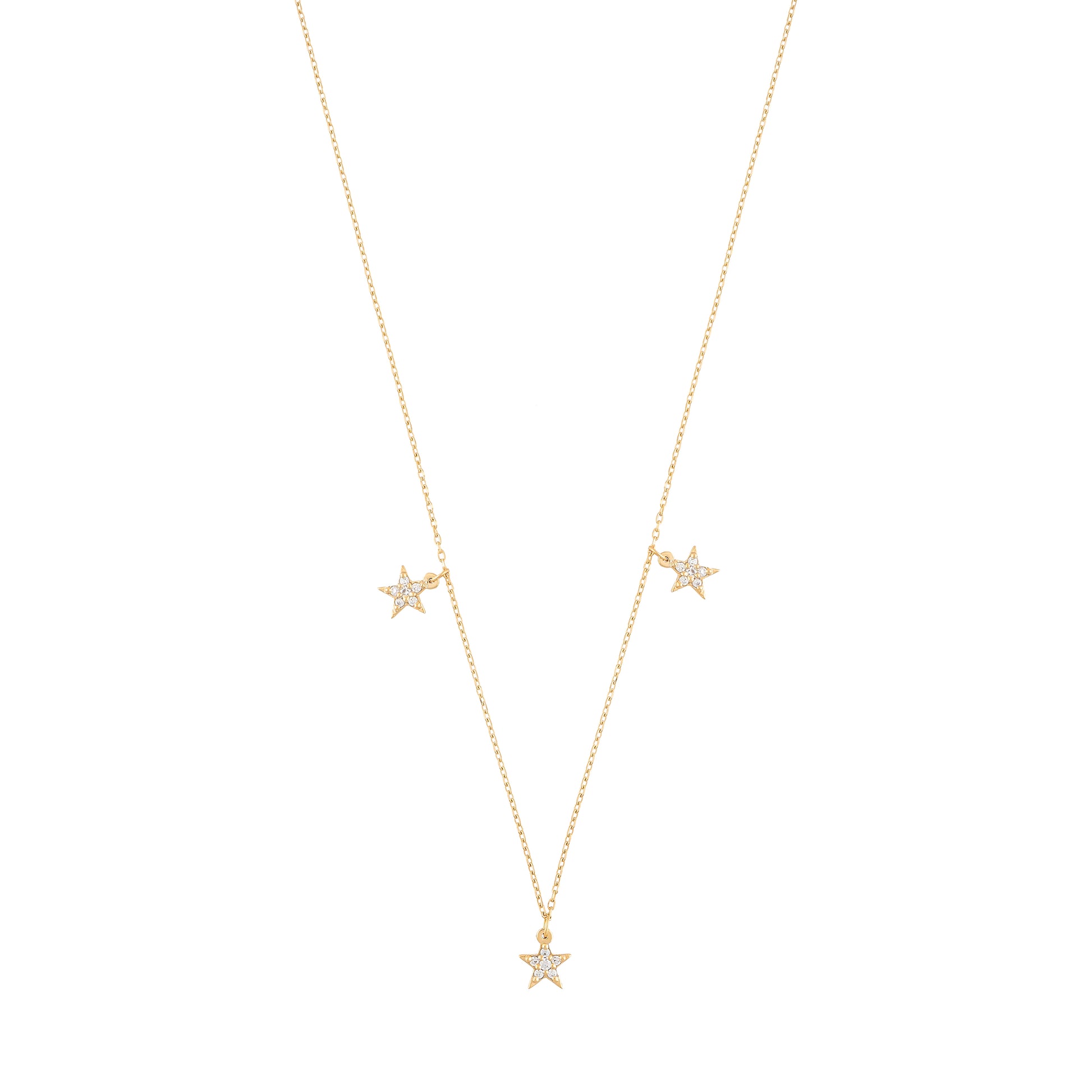 Simple Star Diamond Necklace in 18k Yellow Gold