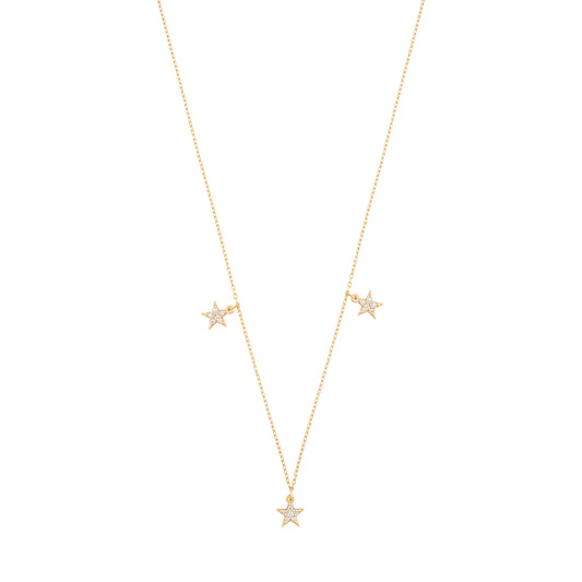 Simple Star Diamond Necklace in 18k Yellow Gold