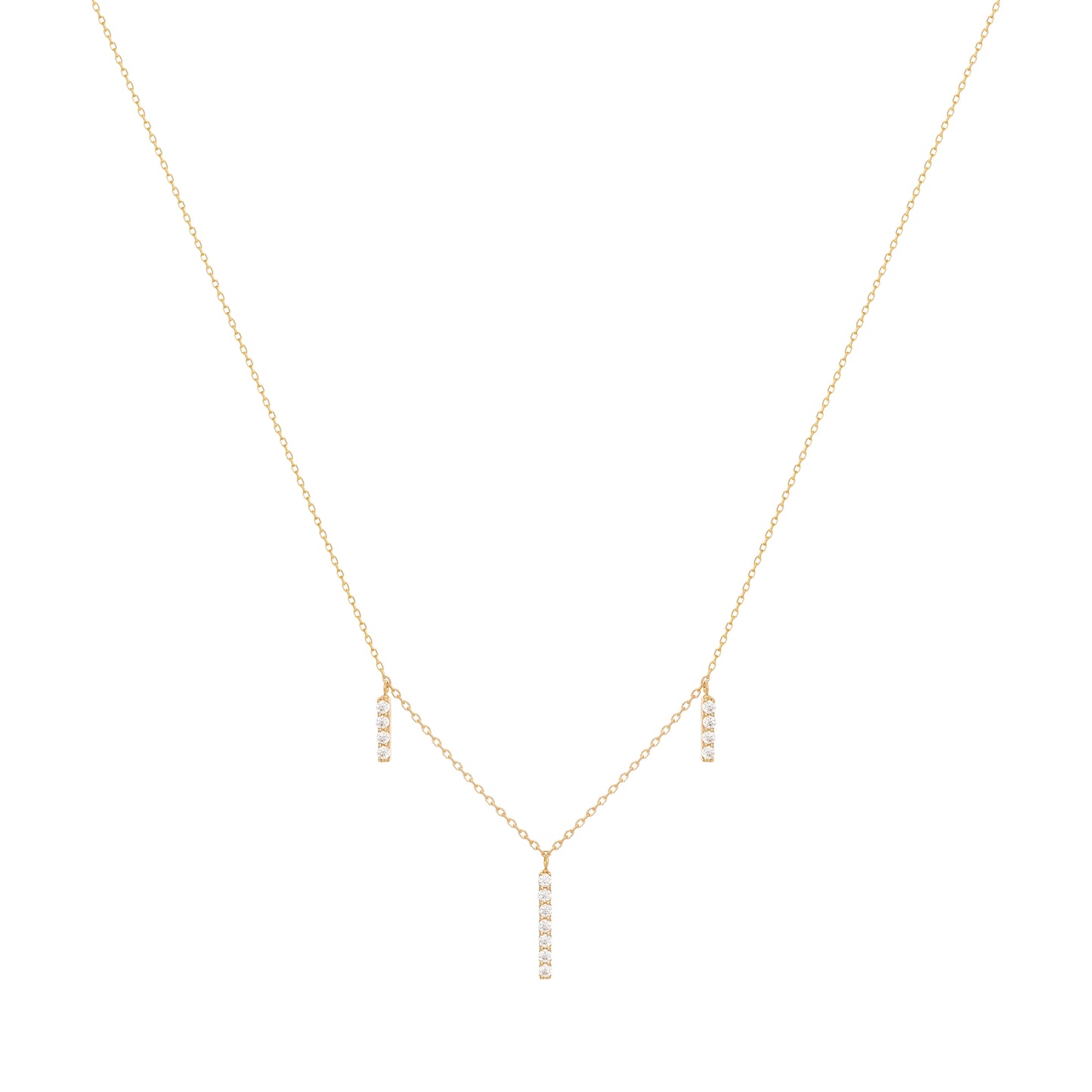 Dangling Bar Necklace in 18K Yellow Gold with Diamonds