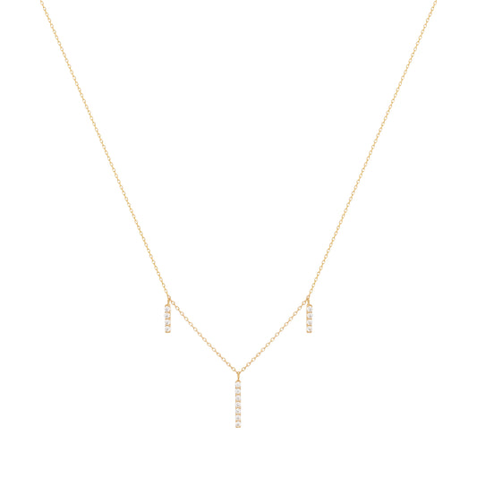 Dangling Bar Necklace in 18K Yellow Gold with Diamonds