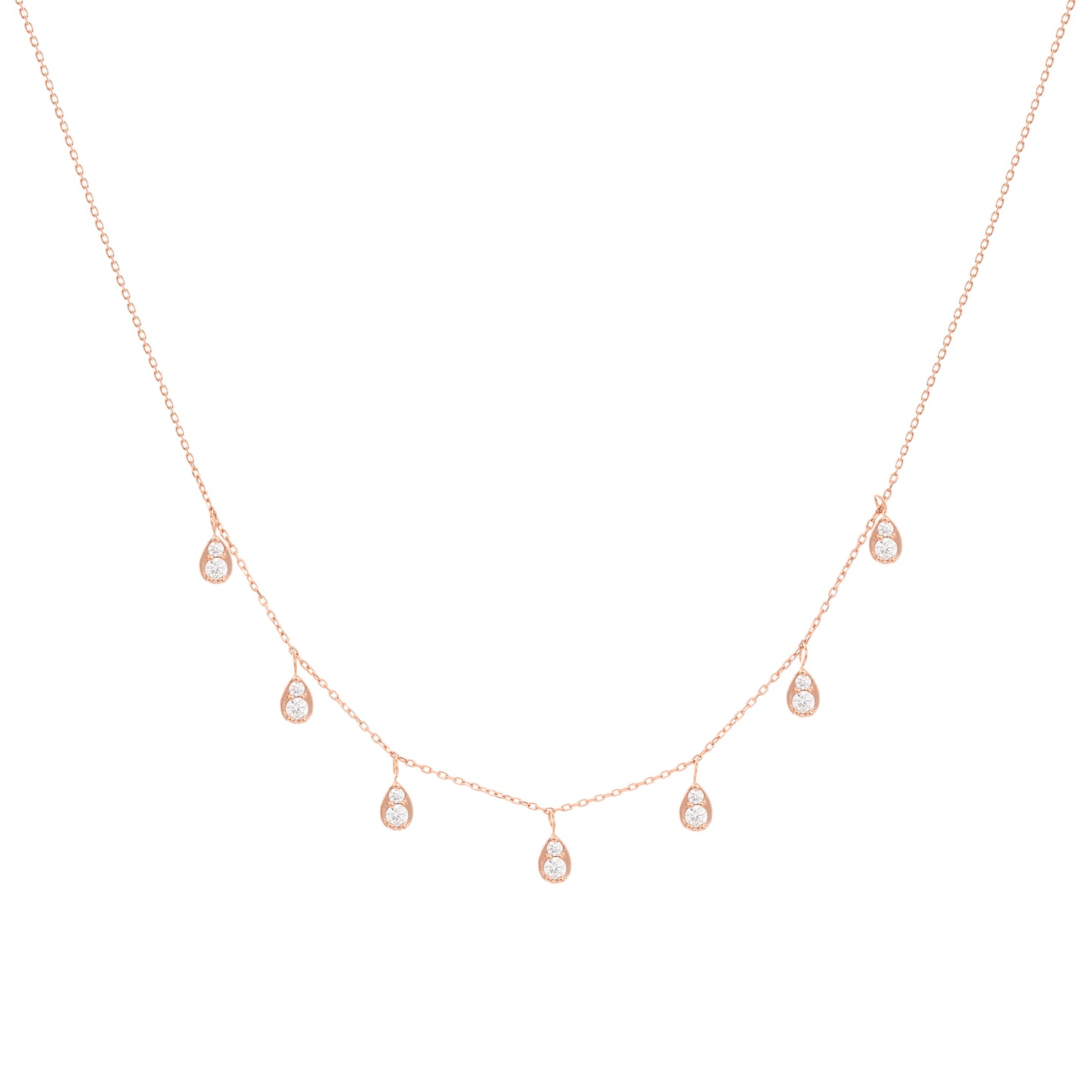 Dangling pear necklace in 18k rose gold